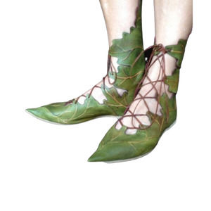 Pointed Leaf Shoes Fairy Pixie Elf Renaissance Euro 37 Ankle Wrap Flats Fair